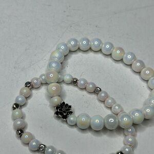 Opalite Lotus Charm Bracelet Set